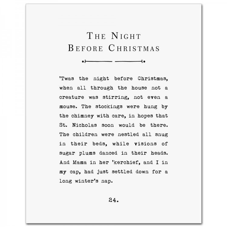 The Night Before Christmas Wall Art Vintage Book Page Wall Decor