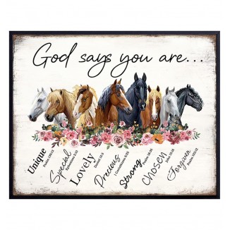 Christianity Religion Horse Wall Art  - Country Western Gift for Woman