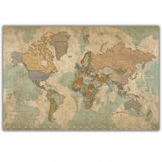 Holy Cow Canvas Personalized Push Pin World Map on Canvas