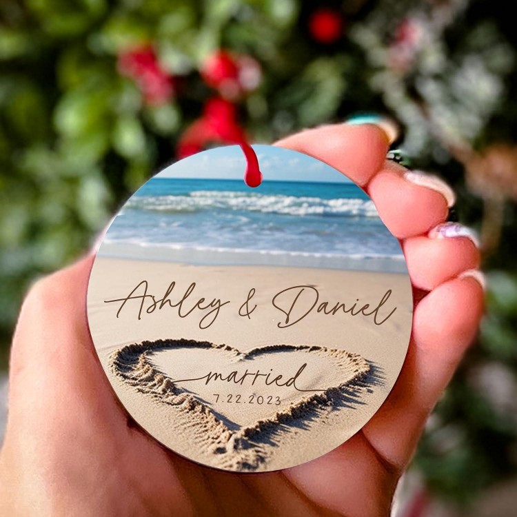 Personalized Beach Wedding Gifts 2023 - First Christmas Ornament 2023