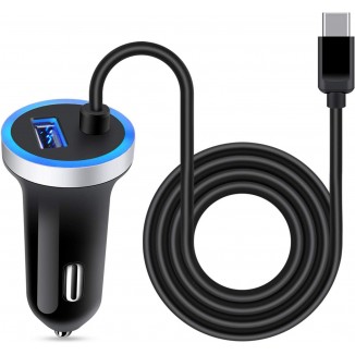 USB C Car Charger, 3.4A Fast Charging Car Adapter+3ft Type C Cable for Samsung Galaxy S23 S22 S21 S20 S10 Note 20 A10E A20 A50 A51 A01 A71 A11