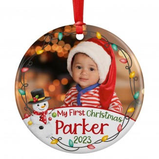 Custom Baby's First Christmas Ornament 2023 with Photo & Name