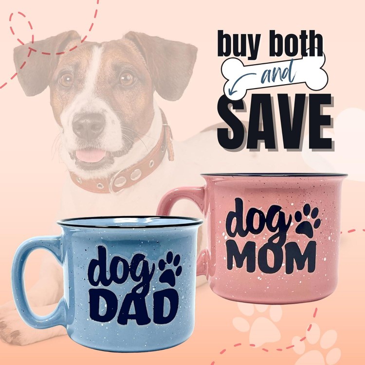 Dog Mom and Dog Dad - Cute Funny Coffee Mug Gift Set for Dog Lovers