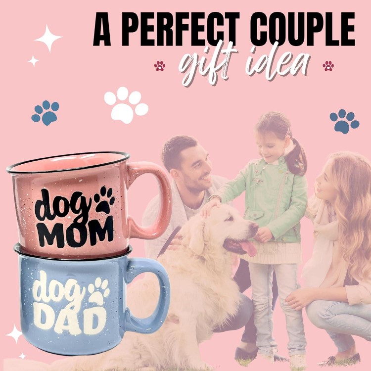 Dog Mom and Dog Dad - Cute Funny Coffee Mug Gift Set for Dog Lovers