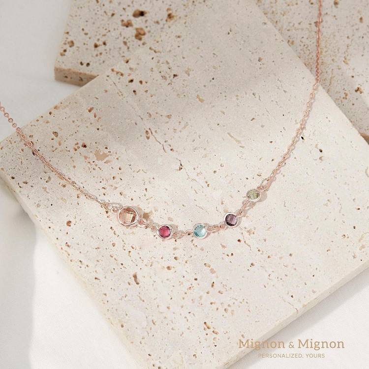 Birthstone Necklace For Women Mom Gift Mother Grandma Necklace