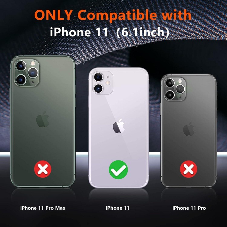 SUPFINE 5 in 1 for iPhone 11 Case,Non-Slip Heavy Duty Shockproof Phone Case,Black
