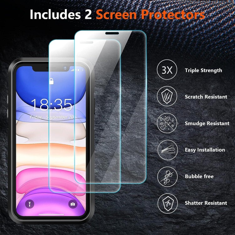 SUPFINE 5 in 1 for iPhone 11 Case,Non-Slip Heavy Duty Shockproof Phone Case,Black