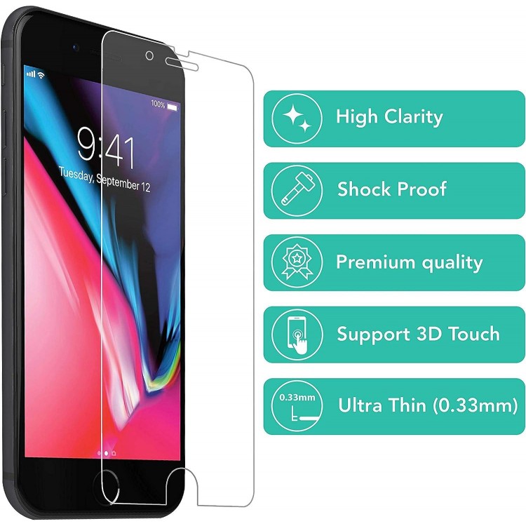 iSOUL [4 Pack] Screen Protector for iPhone SE 3/2 (2022/2020)/ 8/7/6s/6 Tempered Glass Film 9H HD, 2.5D Edge 4.7 inch