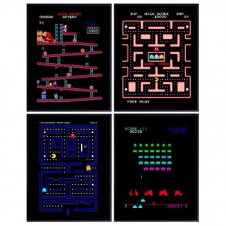 Classic Arcade Games - Arcade Decor - 8x10 Wall Art Prints Set