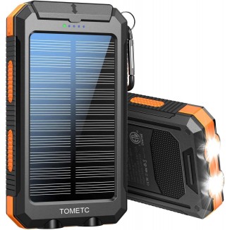 Solar Power Bank 36800mAh Portable Solar Charger 5V3.1A,QC 3.0 Dual 2 USB,LED Flashlights Port Strong LED IPX7 Flashlight