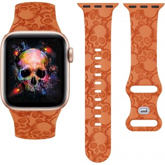 Halloween Skull Engraved Silicone Band Compatible with Apple Watch Band