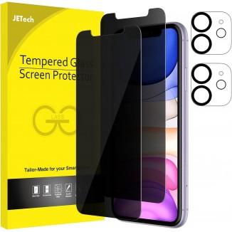 JETech Privacy Screen Protector for iPhone 11 6.1-Inch with Camera Lens Protector, Anti Spy Tempered Glass Film, 2-Pack Each