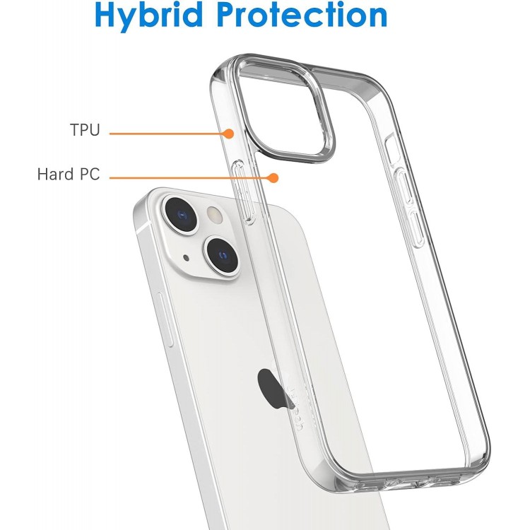 JETech Case for iPhone 13 Mini 5.4-Inch, Non-Yellowing Shockproof Phone Bumper Cover, Anti-Scratch Clear Back (Clear)