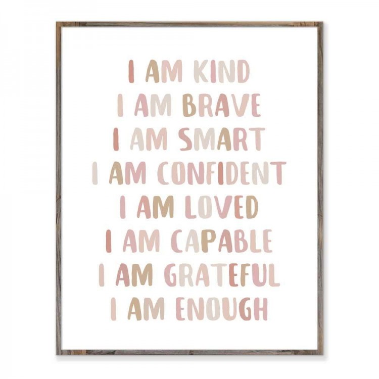 Affirmations Print, I Am Kind, I Am Brave, Affirmations For Kids