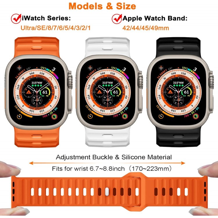 3 Pack Sport Band Compatible with Apple Watch Ultra Band 49mm Men Women