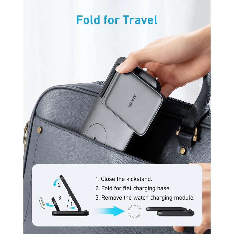 Anker Foldable 3-in-1 Wireless Charging Station with Adapter
