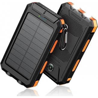 Feeke Solar-Charger-Power-Bank - 36800mAh Portable Charger,QC3.0 Fast Charger Dual USB Port Built-in Led Flashlight