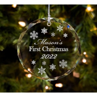 Personalized Crystal First Christmas Ornament with Gift Box