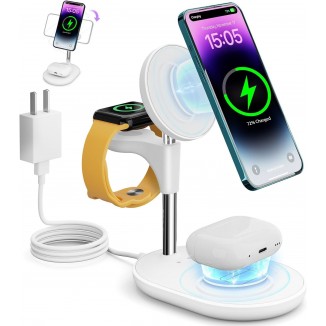 Wireless Charging Station for Multiple Devices Apple, 3 in 1 Wireless Charger Stand Mage-Safe Charger 