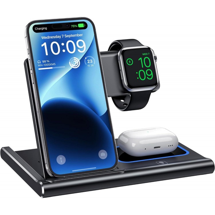 Wireless Charging Station, 3 in 1 Charging Station for Apple Devices, Wireless Charger for iPhone 15 14 13 12 11 Pro & Max Series