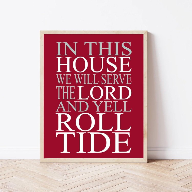 In This House- We Serve the Lord, Inspirational Football Quotes Wall Art