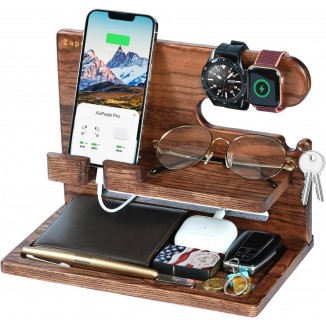 ZAPUVO Gifts for Men,Wood Phone Docking Station Nightstand Organizer