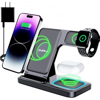 DUMTERR 3 in 1 Wireless Charger for iPhone 15, Wireless Charging Station for Apple Devices, Charging Stand for Apple Watch Series