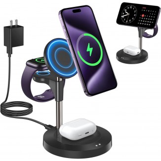 3 in 1 Wireless Charging Station for Multiple Devices Apple, Aeinidi 15W Fast Mag-Safe, Magnetic Charger Stand