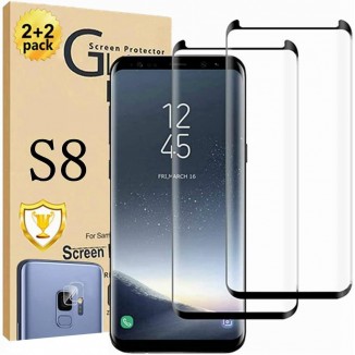 Micger Galaxy S8 Screen Protector, 2 Pack Screen Protector【2+2 Pack】 2 Pack Camera Lens Protector, Easy Installation