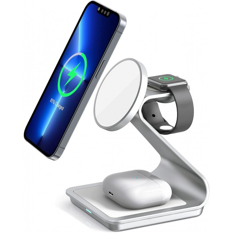 3 in 1 Wireless Charger for MagSafe, Aluminum Alloy Wireless Charging Station