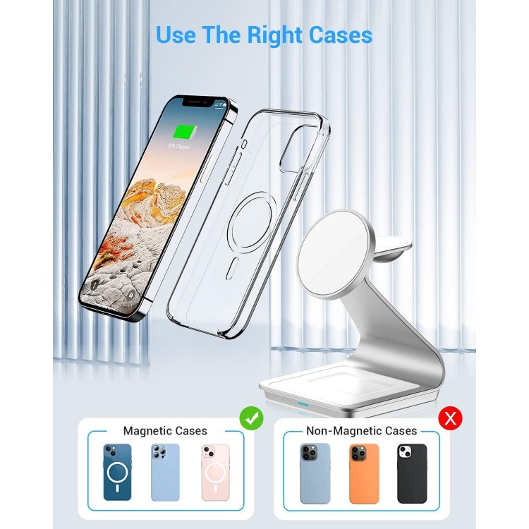 3 in 1 Wireless Charger for MagSafe, Aluminum Alloy Wireless Charging Station