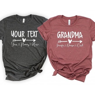 Custom Grandma Nonna Shirts for Women with Kid's Names