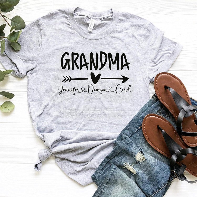 Custom Grandma Nonna Shirts for Women with Kid's Names