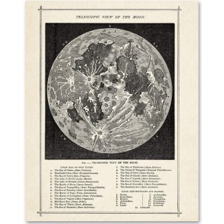 Vintage Posters Moon Map - Moon Poster Print (Unframed)