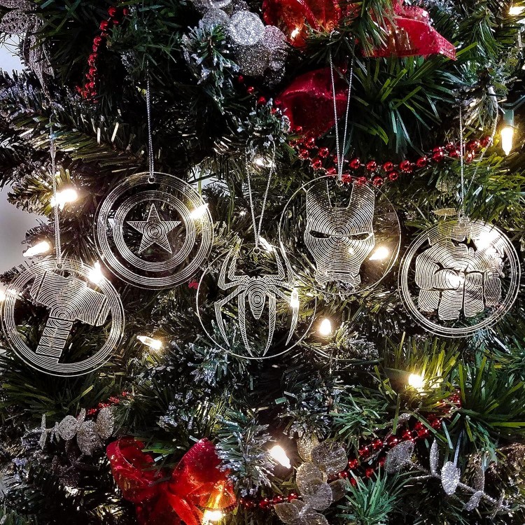 Avengers Clear Acrylic Christmas Ornaments Set of 5