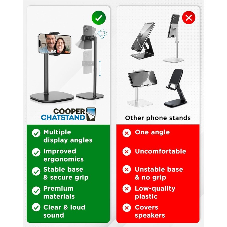 Cooper ChatStand, Height Adjustable Cell Phone Stand for Desk