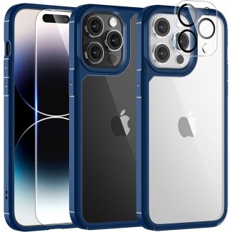 TAURI 5 in 1 for iPhone 14 Pro Case,with 2X Screen Protector + 2X Camera Lens Protector, Slim iPhone 14 Pro Phone Case 6.1 Inch