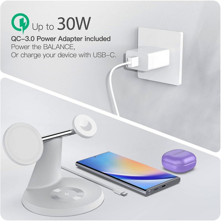 3 in 1 Charging Station for Apple Devices,Mag-Safe Charger Stand Fast Charging,Wireless Charger