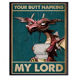 Your Butt Napkins My Lord - Dragon Decorations - Gothic Bathroom Decor