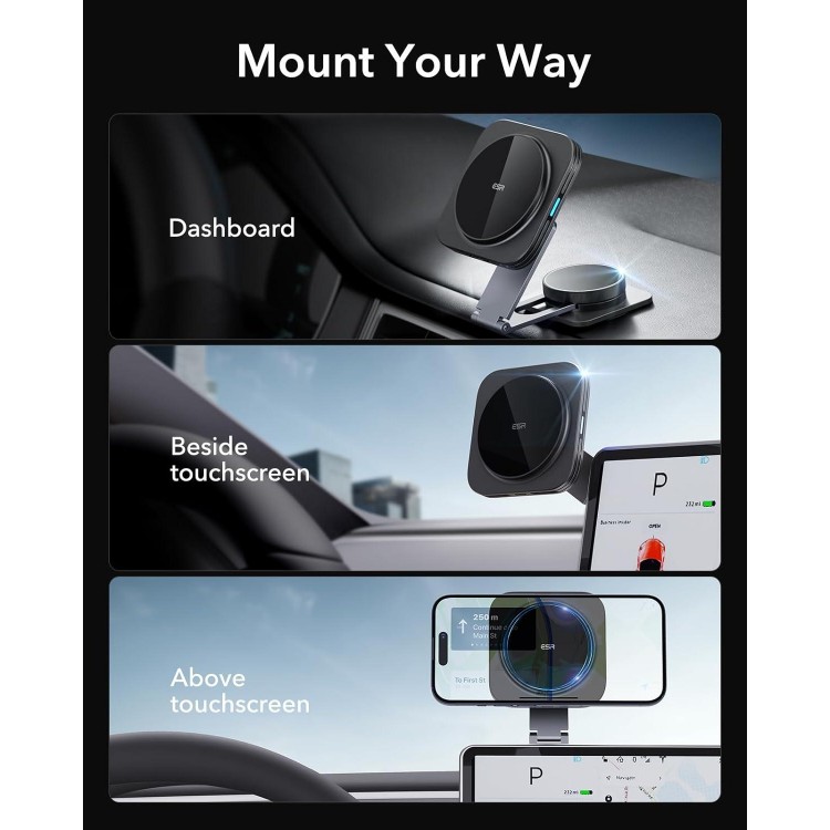 ESR Dashboard Magnetic Wireless Car Charger for Tesla, Compatible with MagSafe Car Mount Charger, for iPhone 15/14/13/12