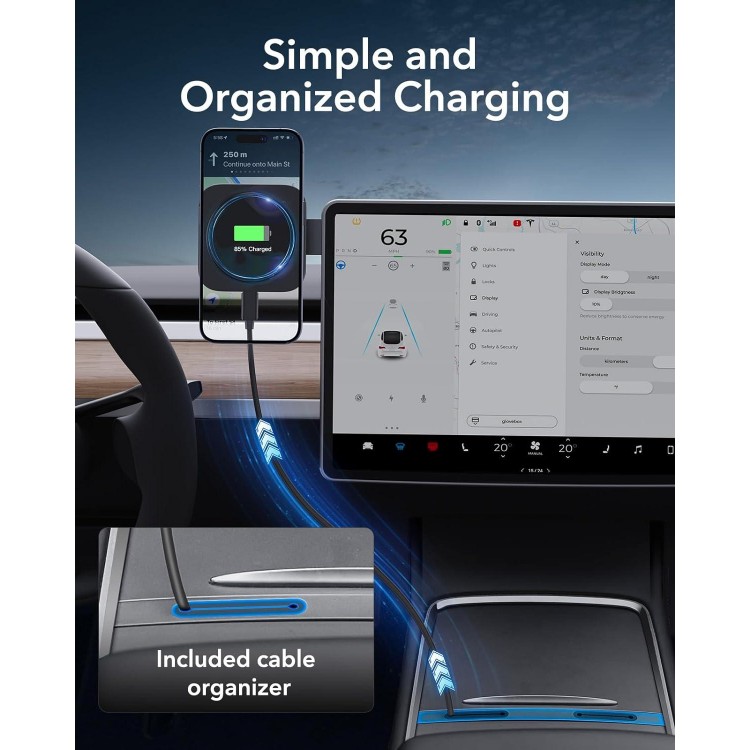 ESR Dashboard Magnetic Wireless Car Charger for Tesla, Compatible with MagSafe Car Mount Charger, for iPhone 15/14/13/12