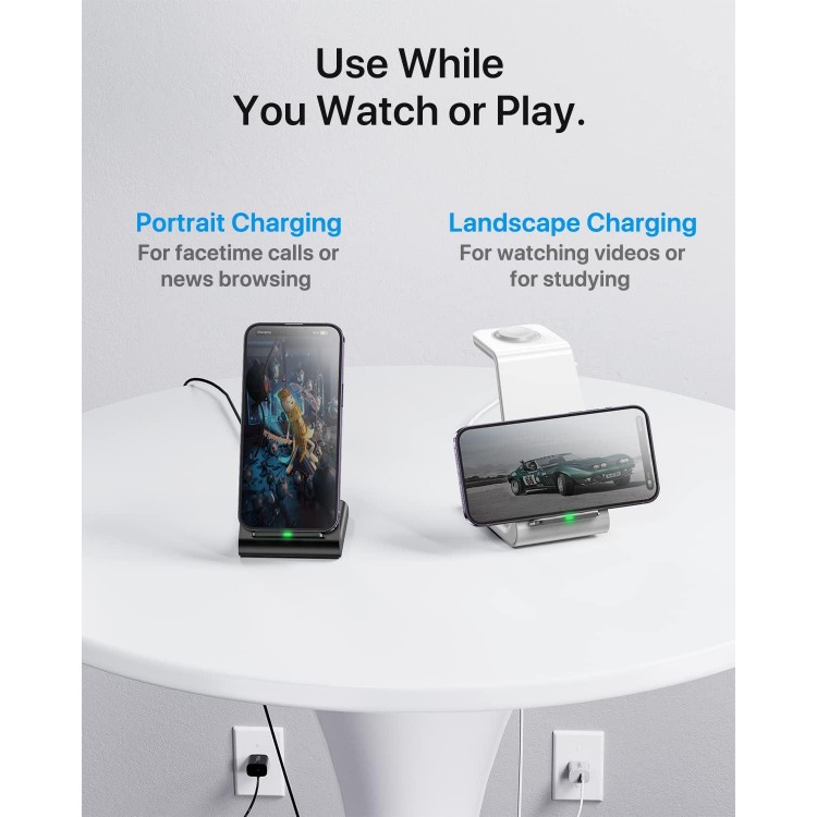 Intoval Wireless Charging Station, 3 in 1 Charger for Apple iPhone/iWatch/Airpods,iPhone15,14,13,12,11 (Pro,Pro Max)/XS/XR/XS