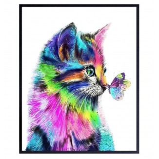 Butterfly Cat Wall Art & Decor - Cat Wall Decor - Cat Lover Gifts