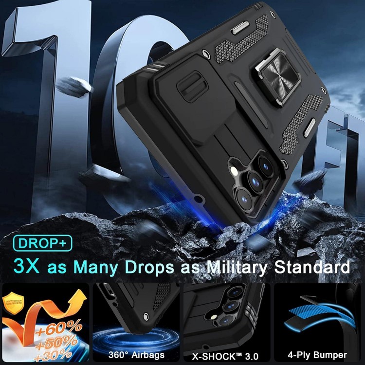  Slide Camera Cover+Screen ProtectorMilitary Grade Shockproof Heavy Duty Protective Cover