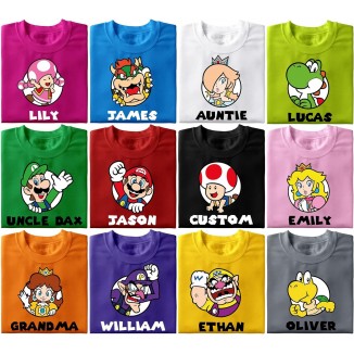 Customized Mario Super Family Shirt, Mario Birthday Shirt