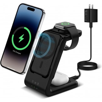 Smtcsl 3 in 1 Wireless Charging Station, Fast Charger Stand Compatible for iPhone/Apple Watch/Airpods