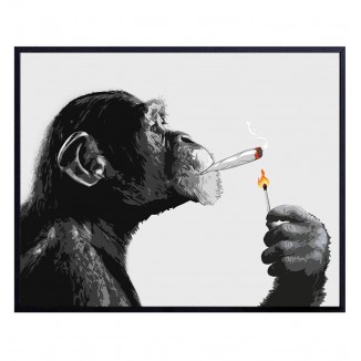 Chimp Smoking Marijuana - Dope Posters Wall Art - Weed Smoking Chimp