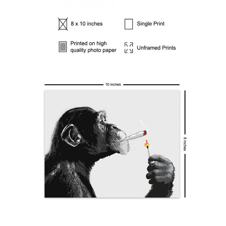 Chimp Smoking Marijuana - Dope Posters Wall Art - Weed Smoking Chimp