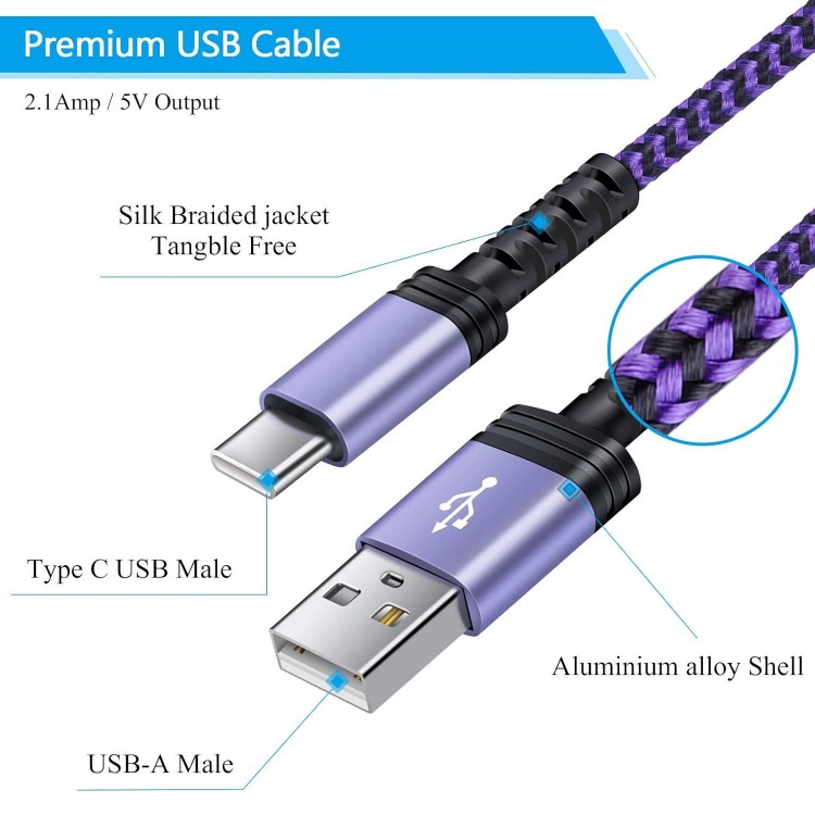 C Charger Cable Fast Charging Phone Android Power Cord 4Pack for Samsung Galaxy S22+ S23 Ultra S22 Plus Note 21/20 Ultra