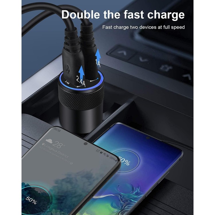 Car Charger, [2Pack/3.4a] Fast Charge Dual Port USB Cargador Carro Lighter Adapter for iPhone 15 14 13 12 11 Pro Max X XR XS 8 Plus 6s